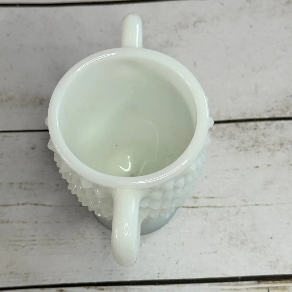 Vintage Fenton Milk Glass Hobnail Creamer & Sugar‎ Bowl Set White